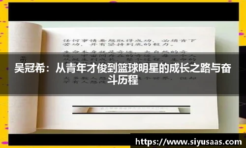 吴冠希：从青年才俊到篮球明星的成长之路与奋斗历程